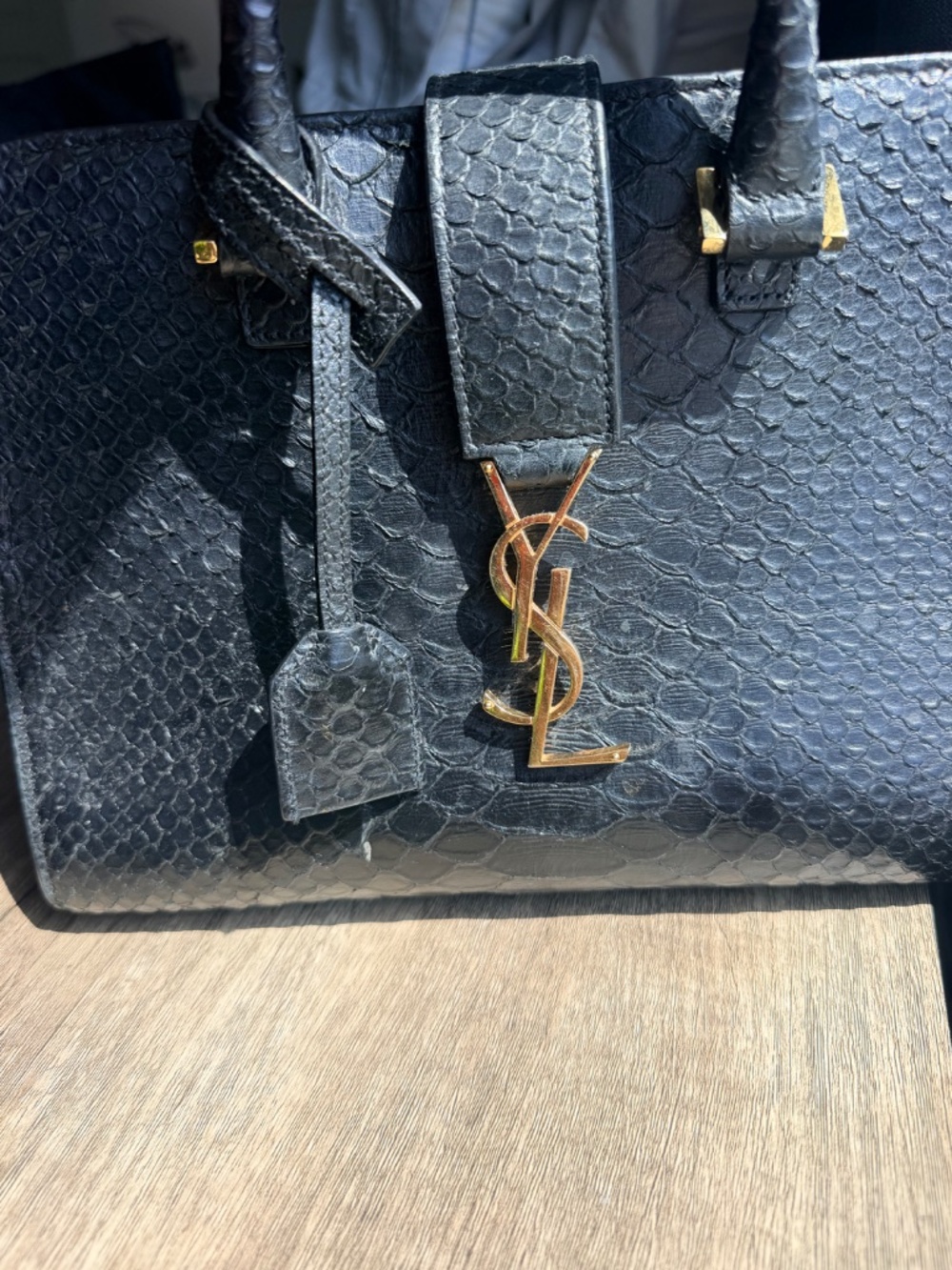 YSL Cabas Monogram Python Embossed Satchel - Picture 3 of 12